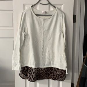 Belle by Kim Gravel, white with leopard print bottom size large